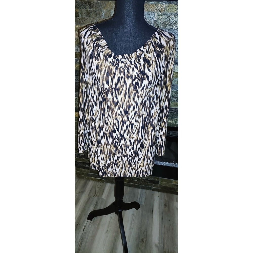 Rafaella Stretchy Blouse Brown And Ivory Size M